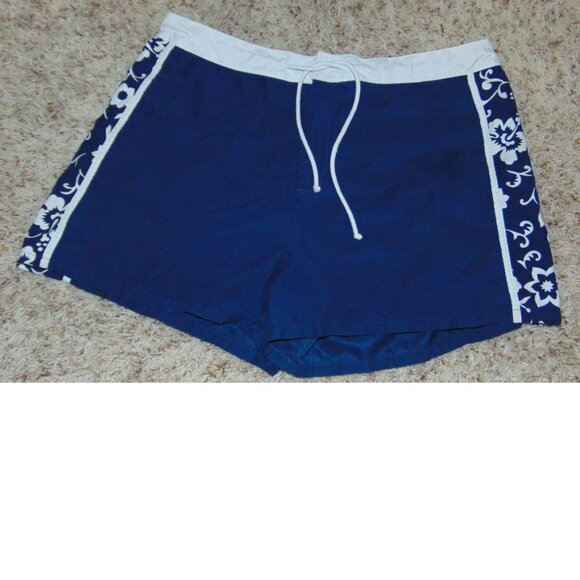 Womens Swim Shorts Large Blue White Swimsuit Boardshorts Bottoms Xhilaration - Picture 1 of 3